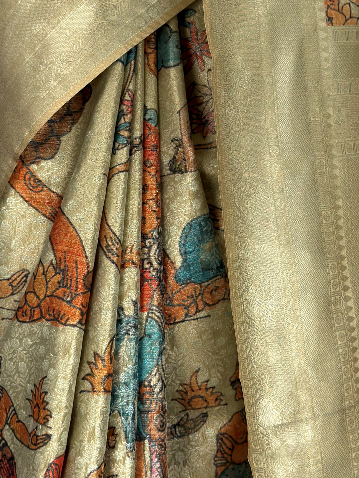 MIMOSA Tussar Kalamkari Saree — fleets shot full lifestyle