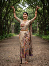MIMOSA Violet Kalamkari Saree — pose 5 styling detail