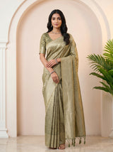 MIMOSA Green Kanjivaram Art Silk Saree — pose 10 styling detail