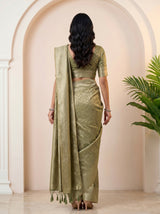 MIMOSA Green Kanjivaram Art Silk Saree — pose 2 styling detail