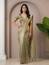 MIMOSA Green Kanjivaram Art Silk Saree — pose 4 styling detail
