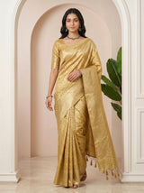 MIMOSA Mustard Kanjivaram Art Silk Saree — pose 6 styling detail