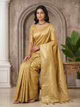 MIMOSA Mustard Kanjivaram Art Silk Saree — pose 8 styling detail