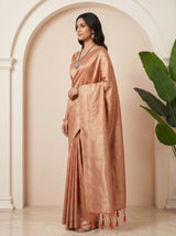 MIMOSA Peach Kanjivaram Art Silk Saree — pose 3 styling detail