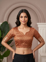 MIMOSA Peach Kanjivaram Art Silk Saree — blouse close-up