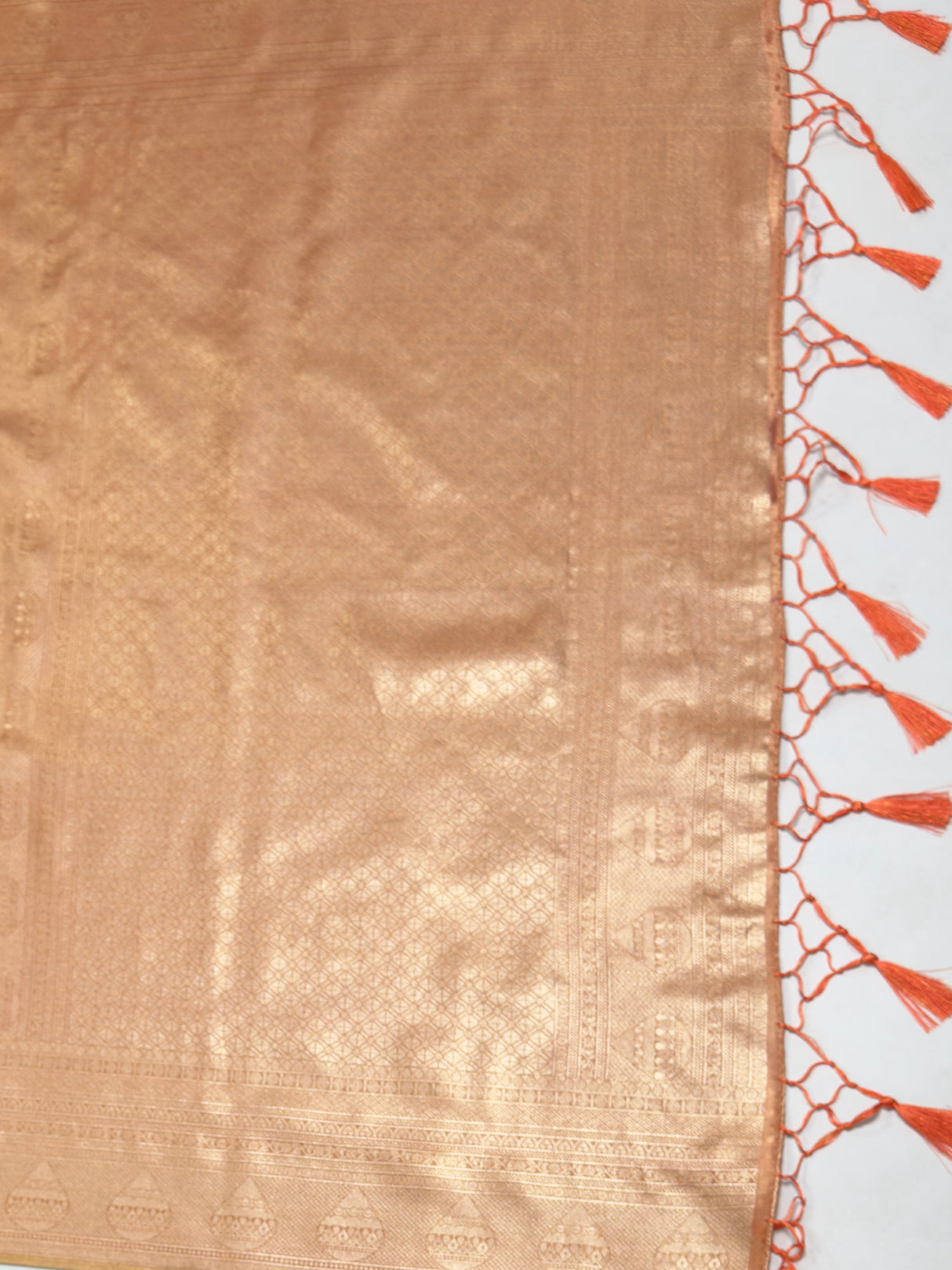 MIMOSA Peach Kanjivaram Art Silk Saree — pallu and zari work detail