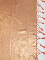 MIMOSA Peach Kanjivaram Art Silk Saree — pallu and zari work detail