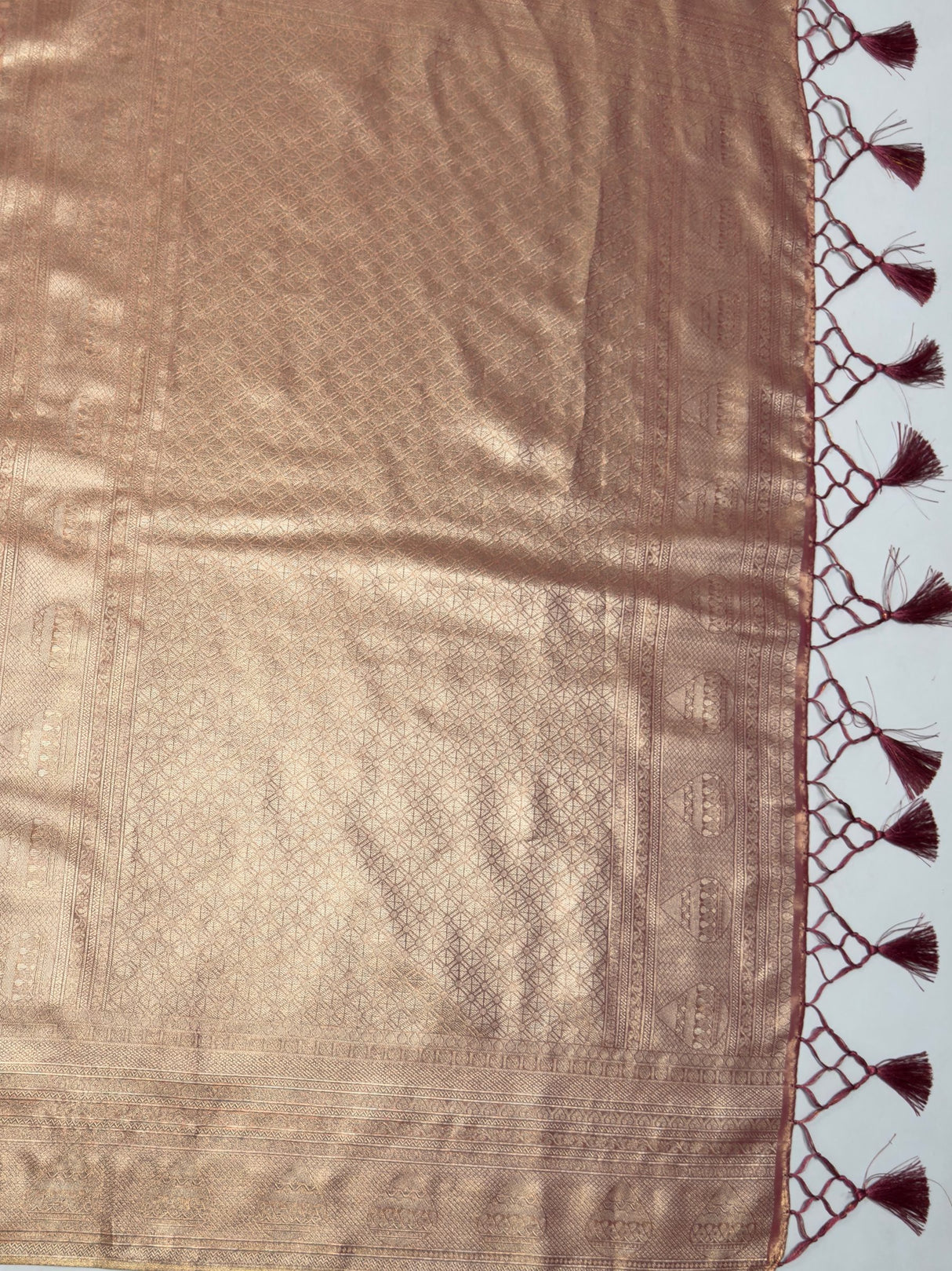 MIMOSA Pink Kanjivaram Art Silk Saree — pallu and zari work detail