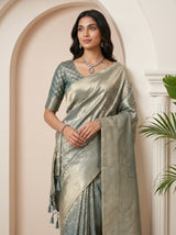 MIMOSA Sapphire Kanjivaram Art Silk Saree — pose 10 styling detail
