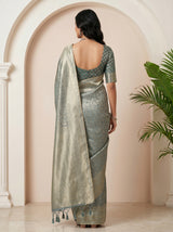 MIMOSA Sapphire Kanjivaram Art Silk Saree — pose 2 styling detail