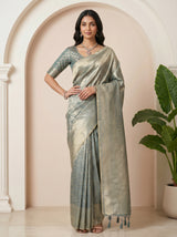 MIMOSA Sapphire Kanjivaram Art Silk Saree — pose 4 styling detail