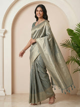MIMOSA Sapphire Kanjivaram Art Silk Saree — pose 9 styling detail