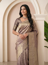 MIMOSA Violet Kanjivaram Art Silk Saree — pose 10 styling detail