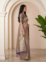 MIMOSA Violet Kanjivaram Art Silk Saree — pose 3 styling detail