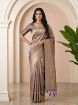MIMOSA Violet Kanjivaram Art Silk Saree — pose 4 styling detail