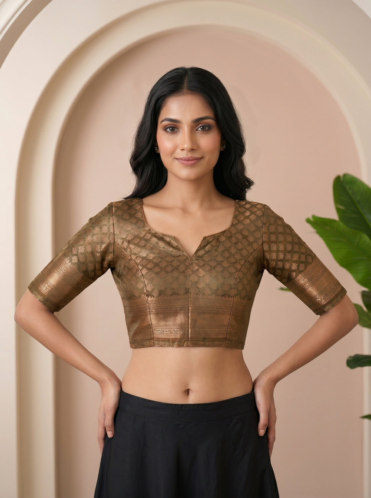 MIMOSA Violet Kanjivaram Art Silk Saree — blouse close-up