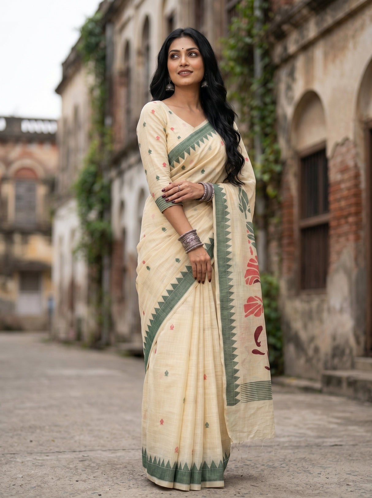 MIMOSA Maroon Saree Saree — pose 5 styling detail