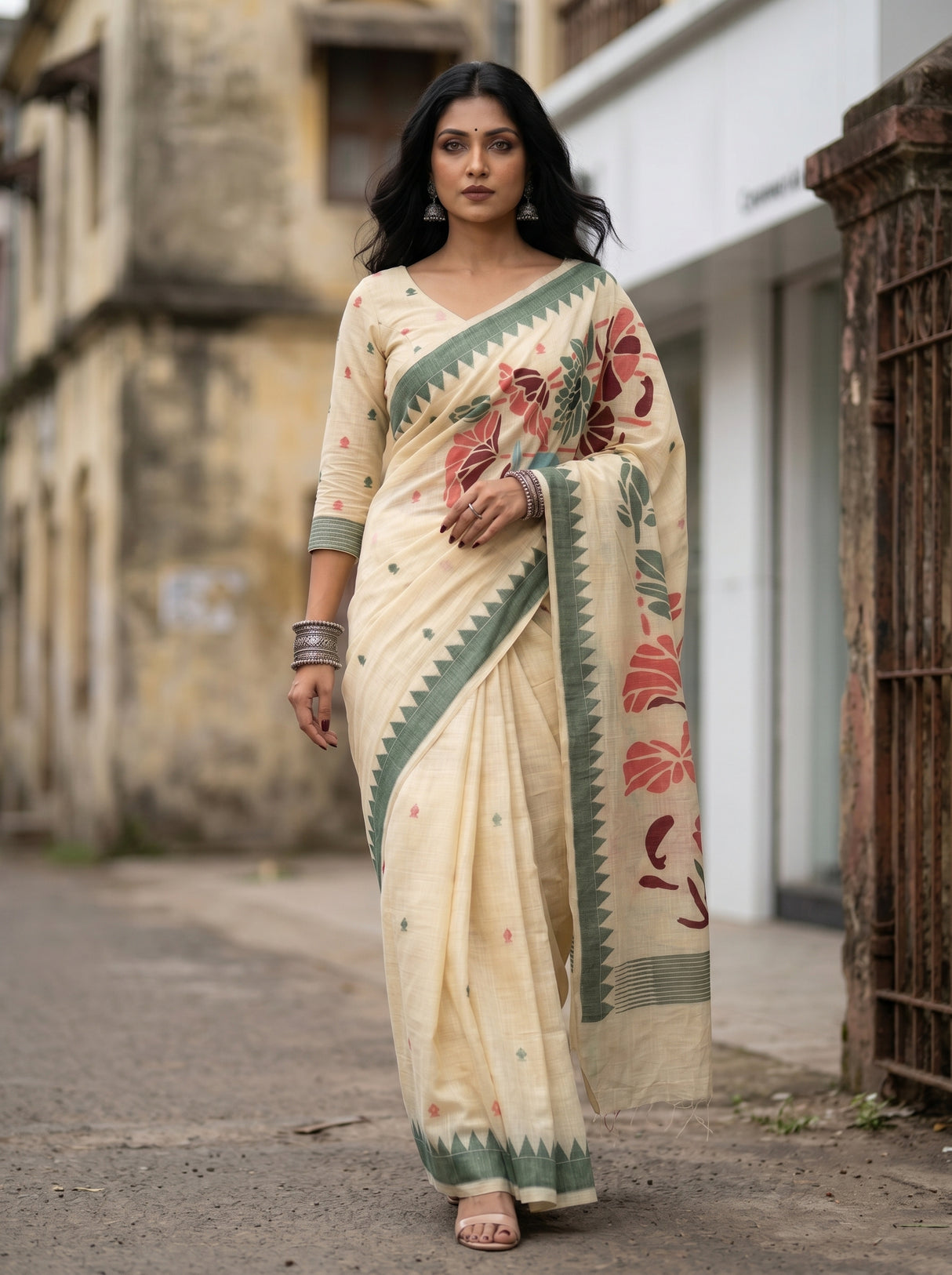 MIMOSA Maroon Saree Saree — pose 6 styling detail