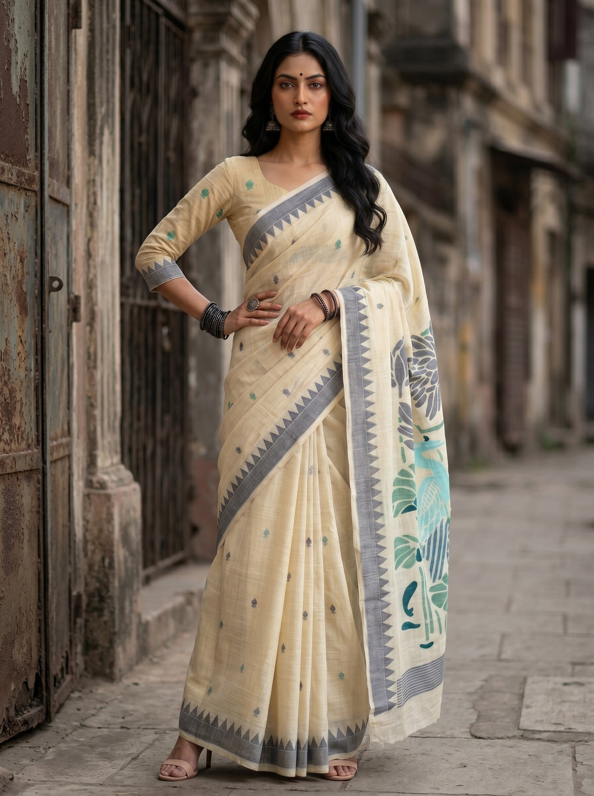 MIMOSA Navy Saree Saree — pose 4 styling detail