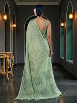 MIMOSA Pista Saree Saree — pose 2 styling detail