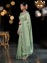 MIMOSA Pista Saree Saree — pose 3 styling detail