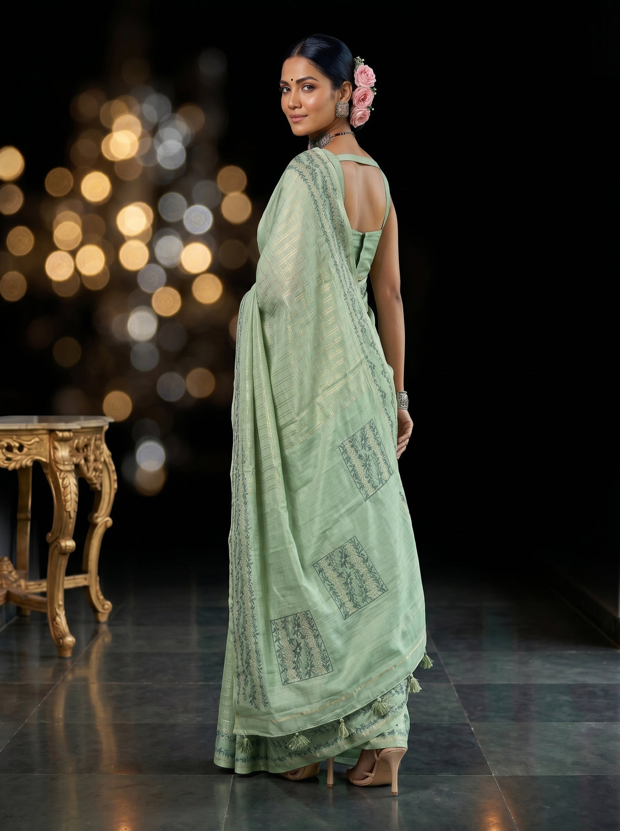 MIMOSA Pista Saree Saree — pose 7 styling detail