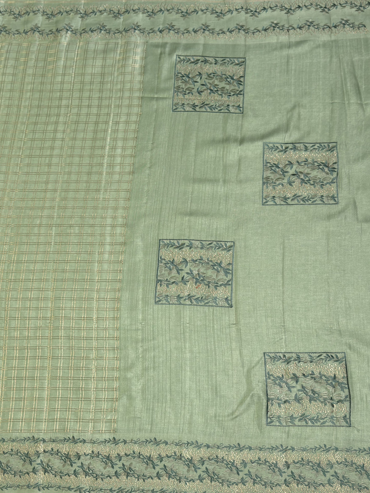 MIMOSA Pista Saree Saree — pallu and zari work detail
