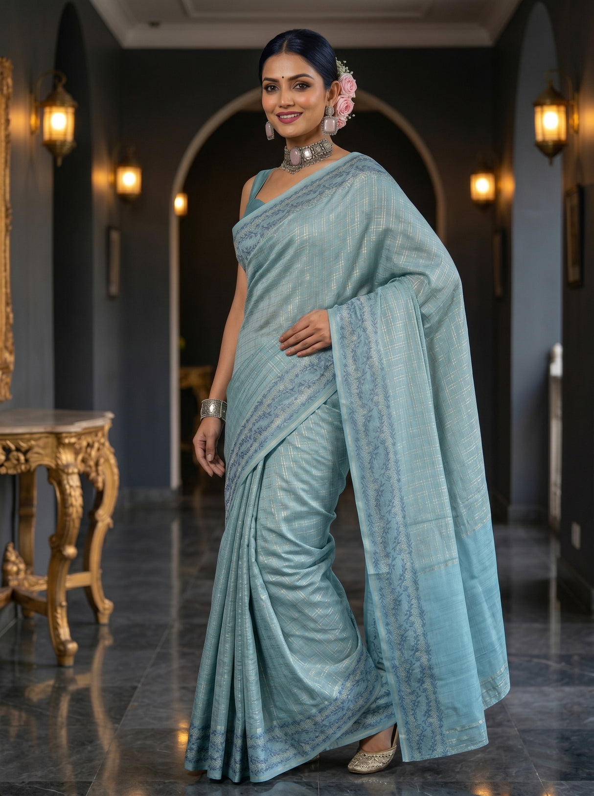 MIMOSA Sapphire Saree Saree — pose 10 styling detail