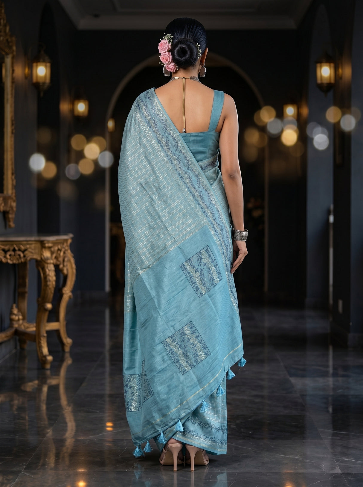 MIMOSA Sapphire Saree Saree — pose 2 styling detail