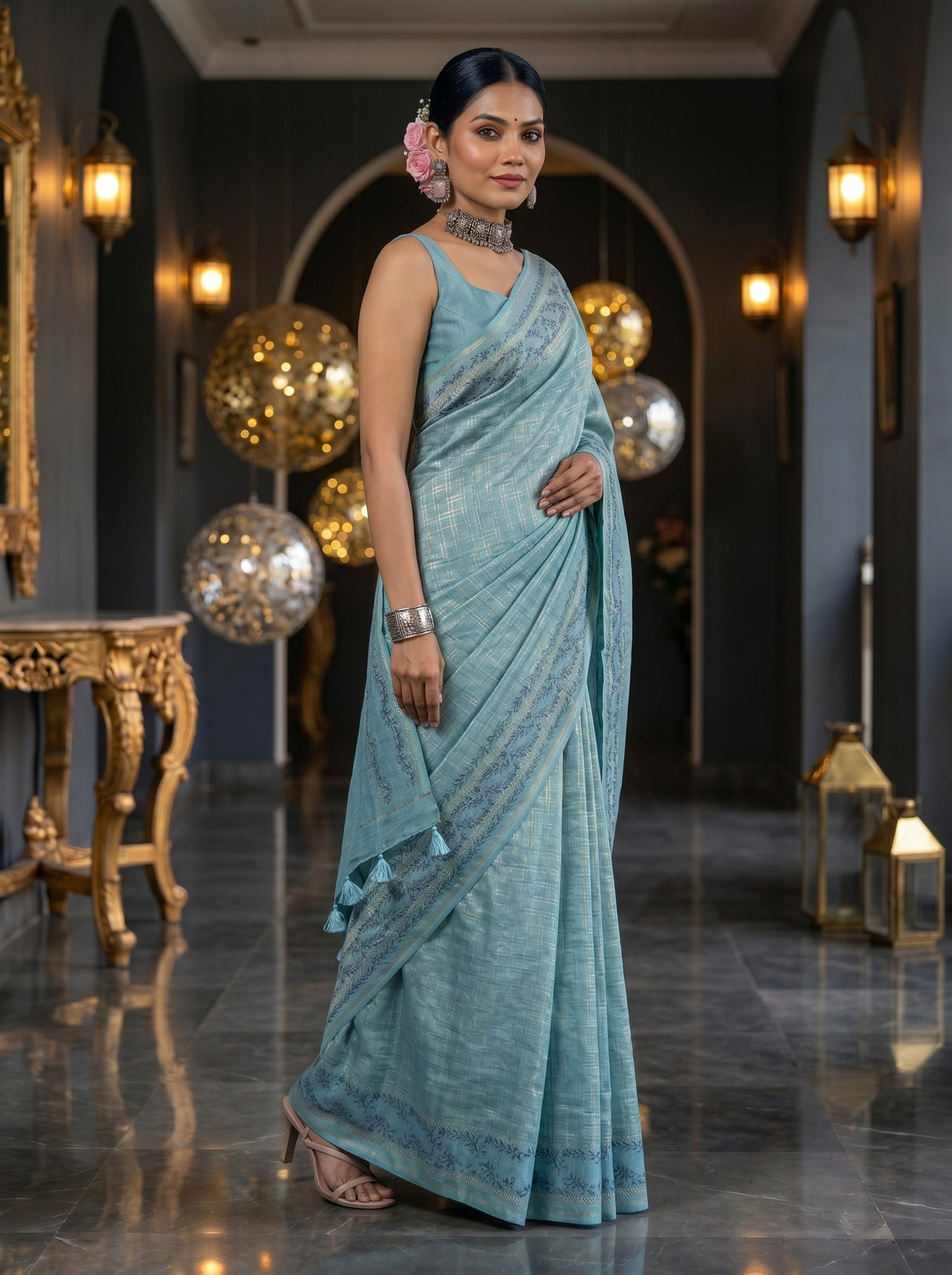 MIMOSA Sapphire Saree Saree — pose 5 styling detail