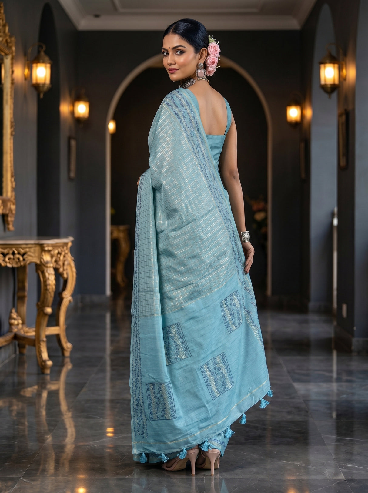 MIMOSA Sapphire Saree Saree — pose 7 styling detail