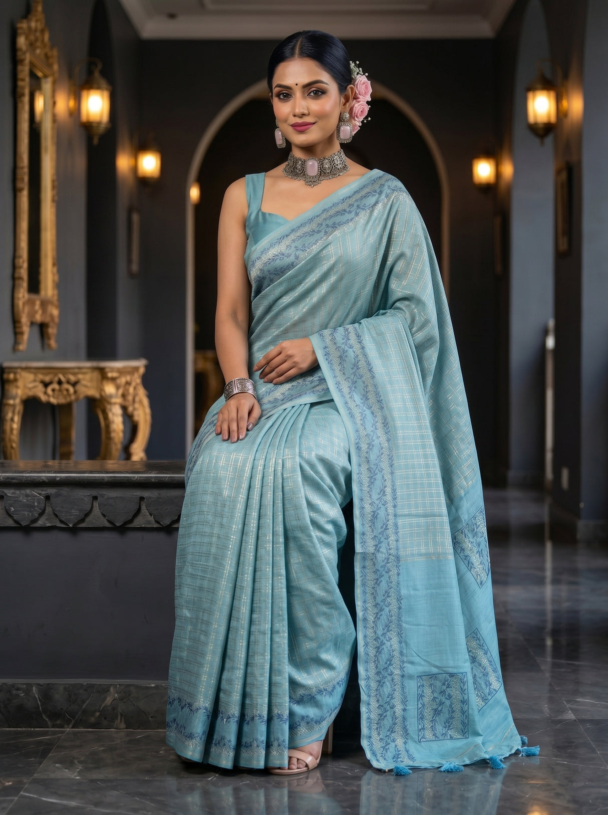 MIMOSA Sapphire Saree Saree — pose 8 styling detail