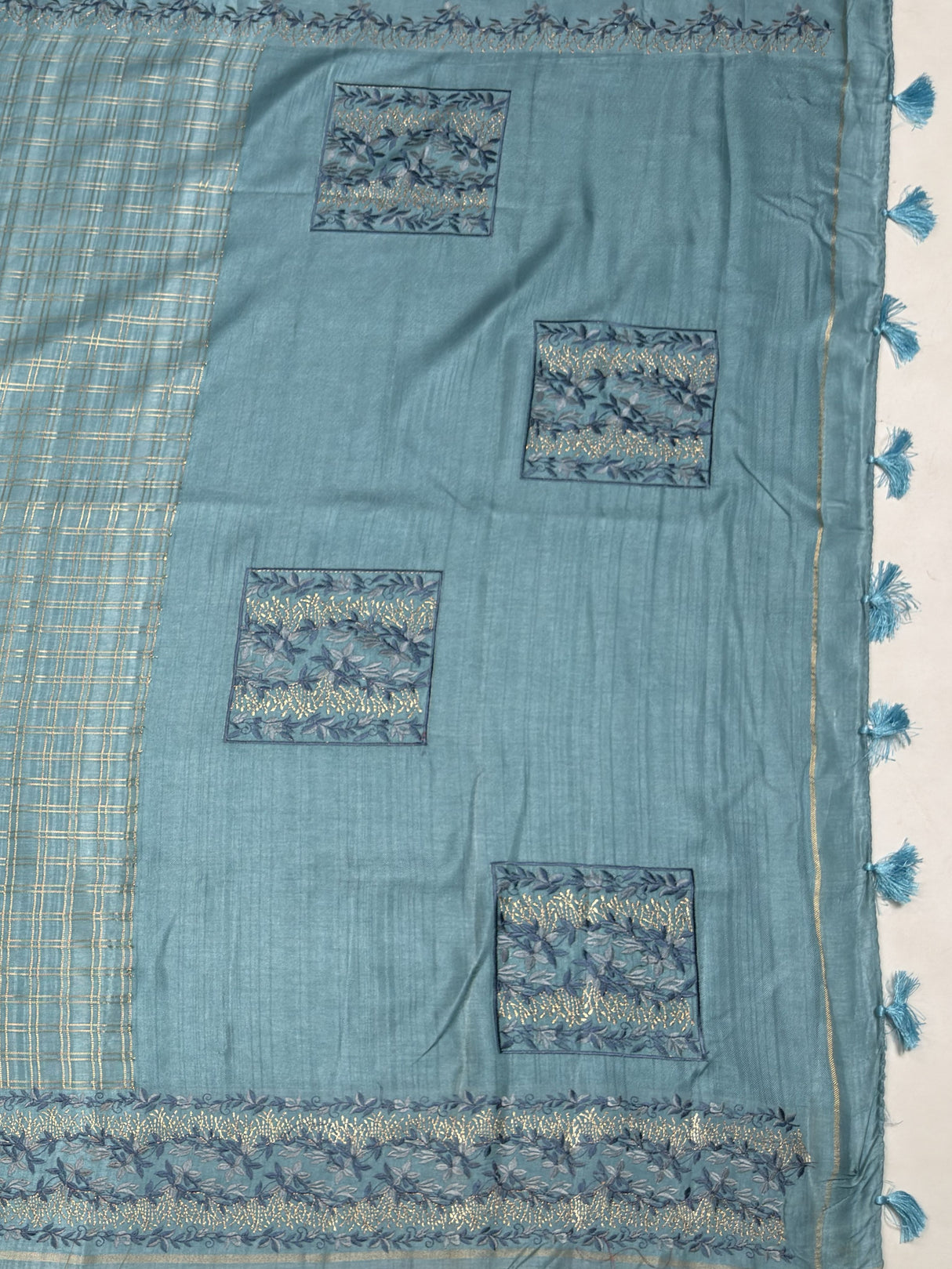 MIMOSA Sapphire Saree Saree — pallu and zari work detail