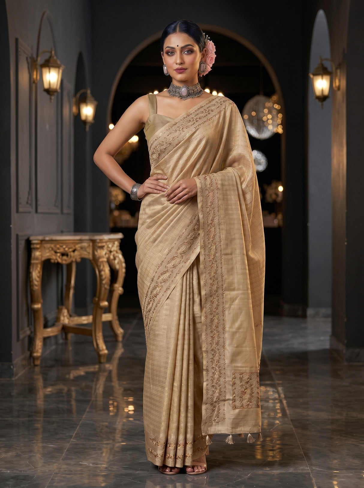 MIMOSA Tussar Saree Saree — pose 4 styling detail