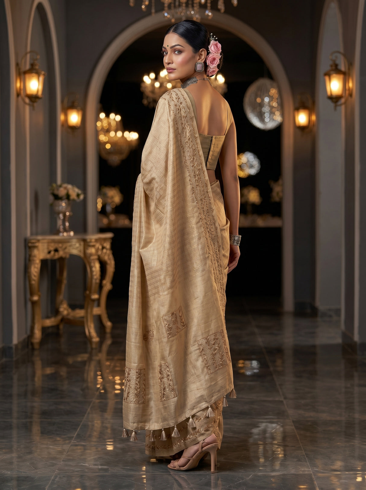 MIMOSA Tussar Saree Saree — pose 7 styling detail