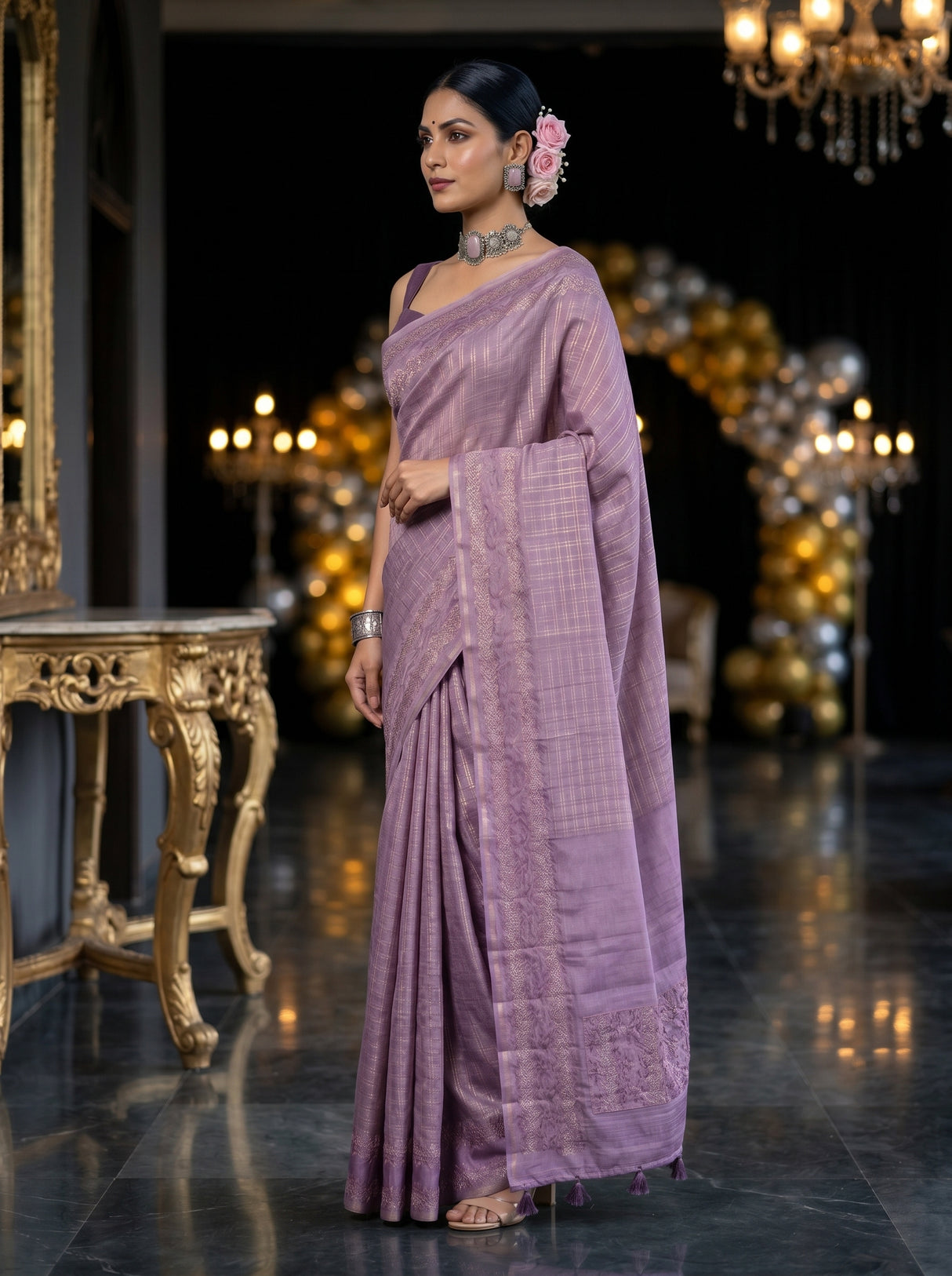 MIMOSA Violet Saree Saree — pose 3 styling detail