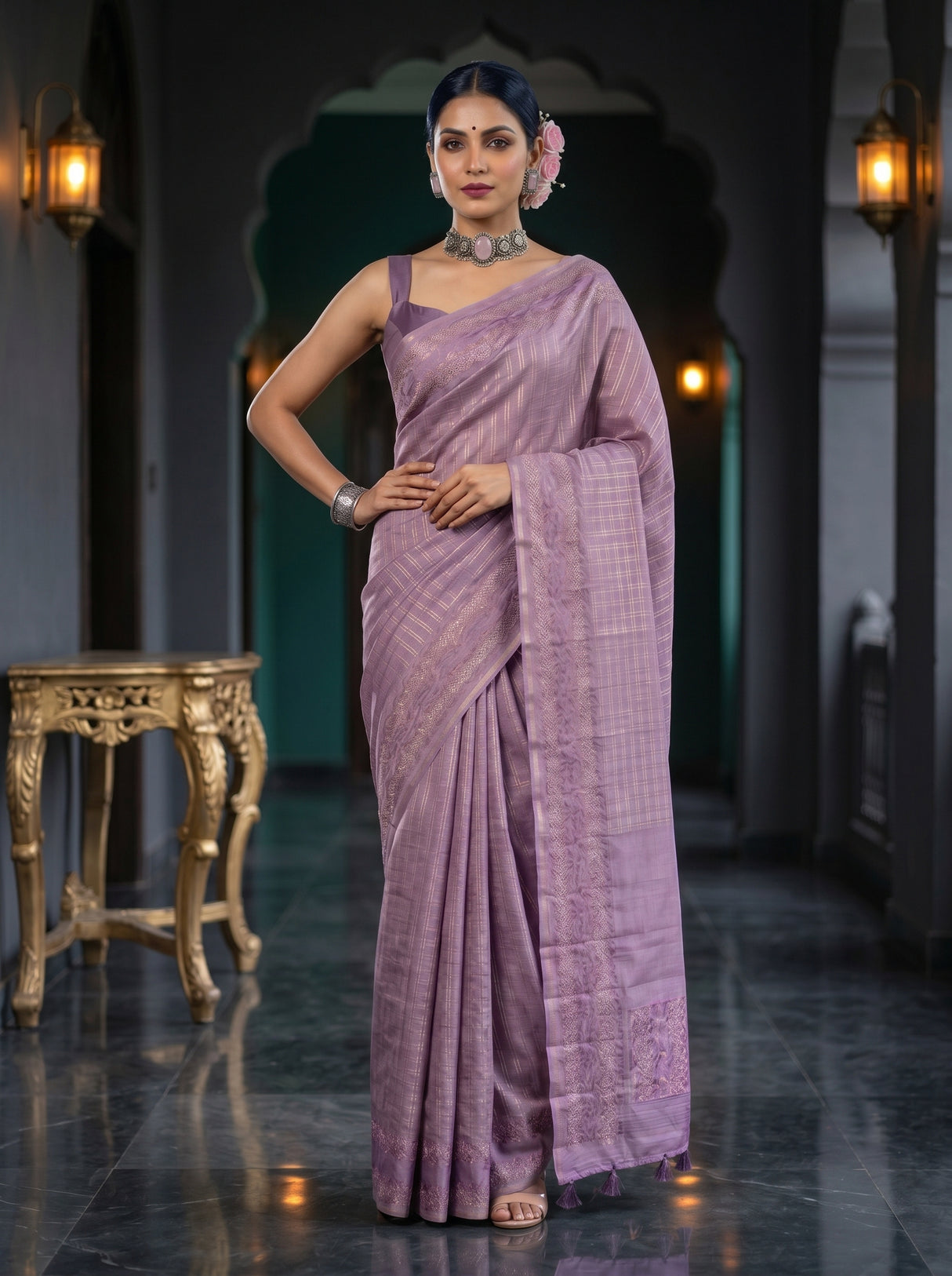 MIMOSA Violet Saree Saree — pose 4 styling detail