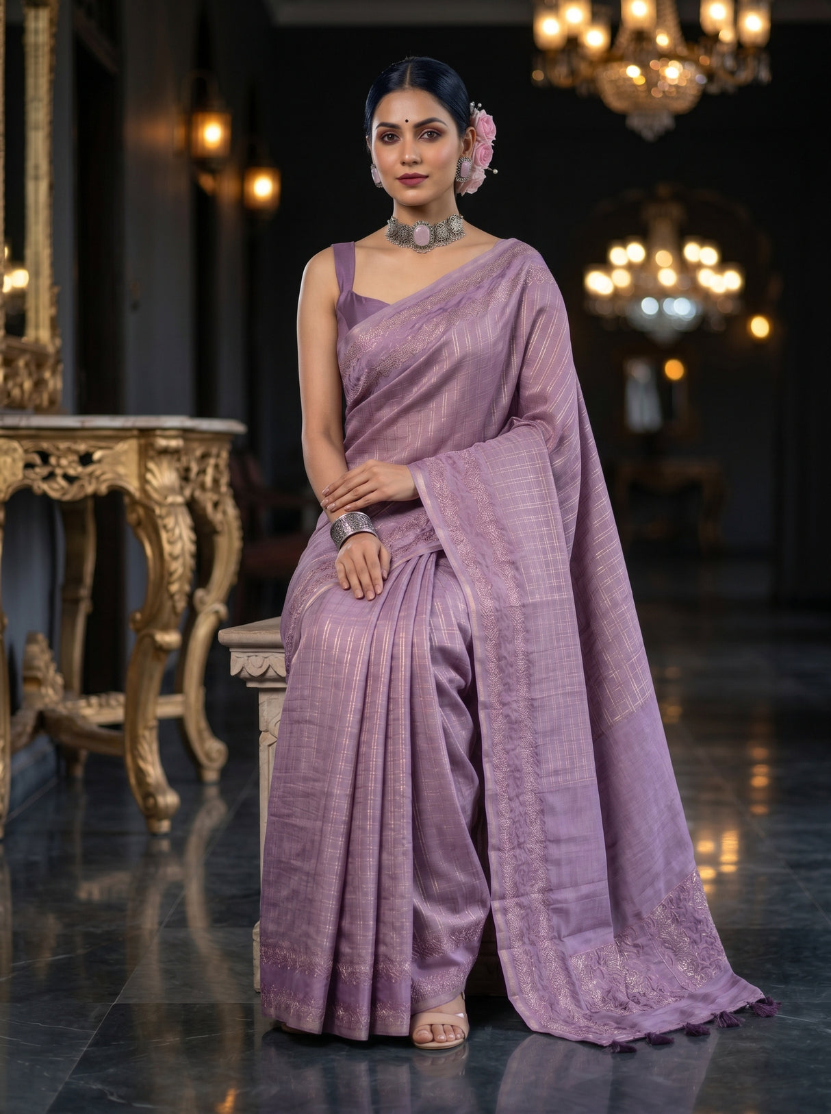 MIMOSA Violet Saree Saree — pose 8 styling detail