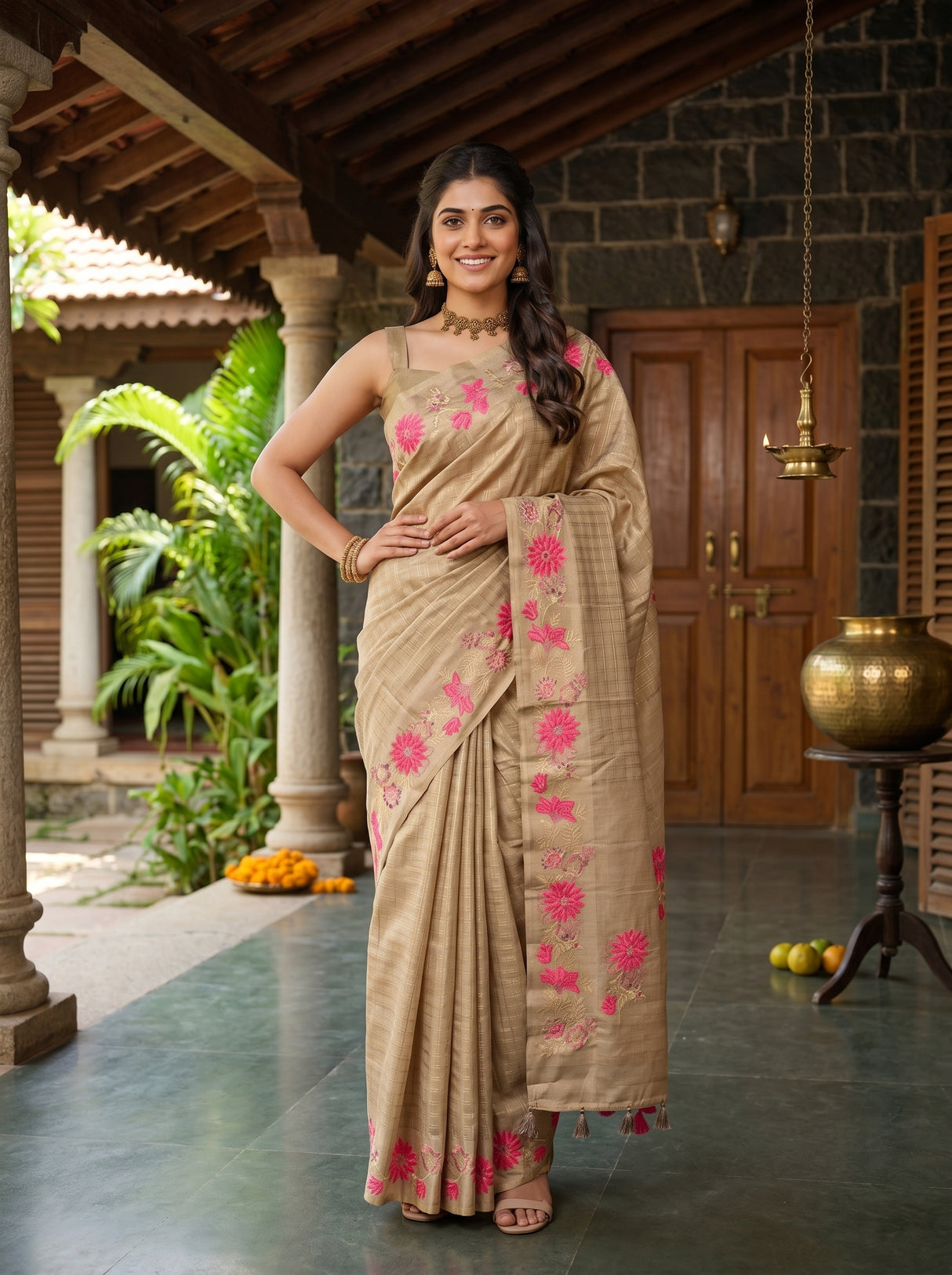 MIMOSA Chiku Saree Saree — pose 4 styling detail