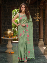 MIMOSA Pista Saree Saree — pose 4 styling detail