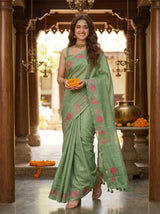 MIMOSA Pista Saree Saree — pose 6 styling detail