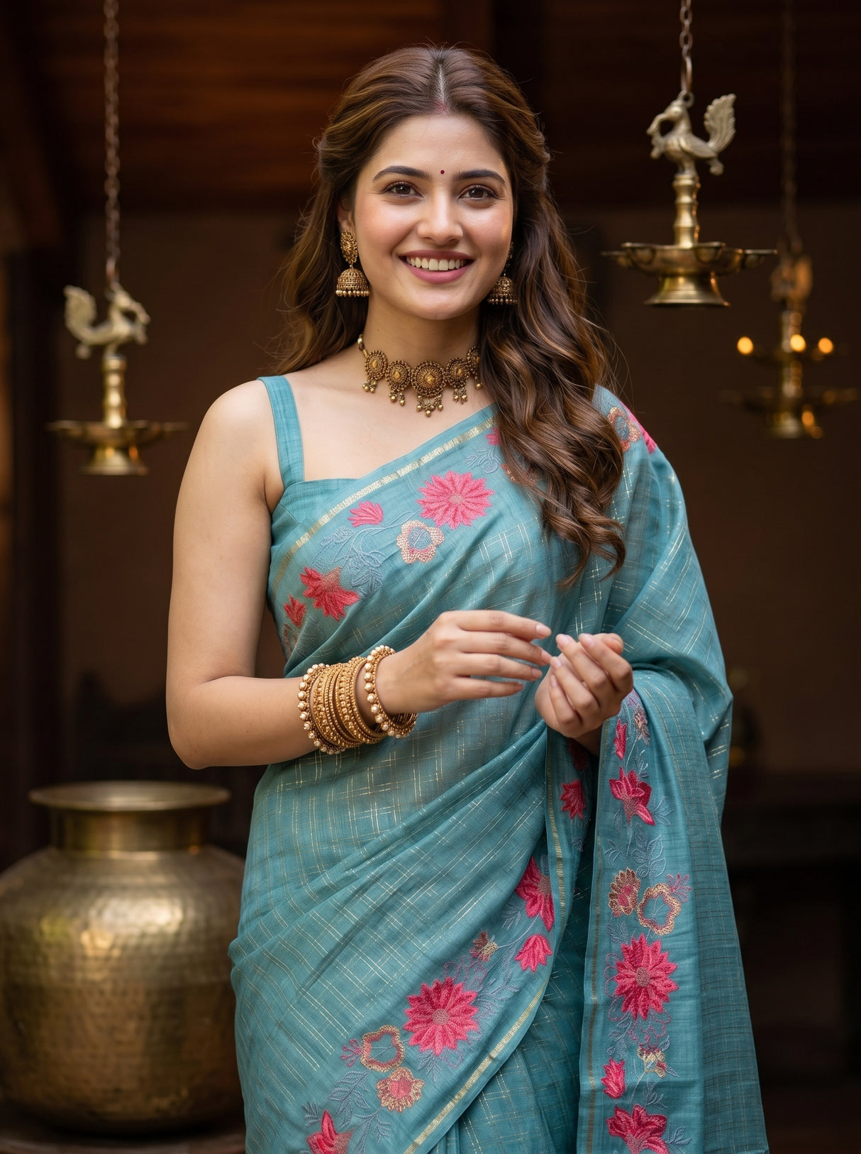 MIMOSA Sapphire Saree Saree — pose 10 styling detail