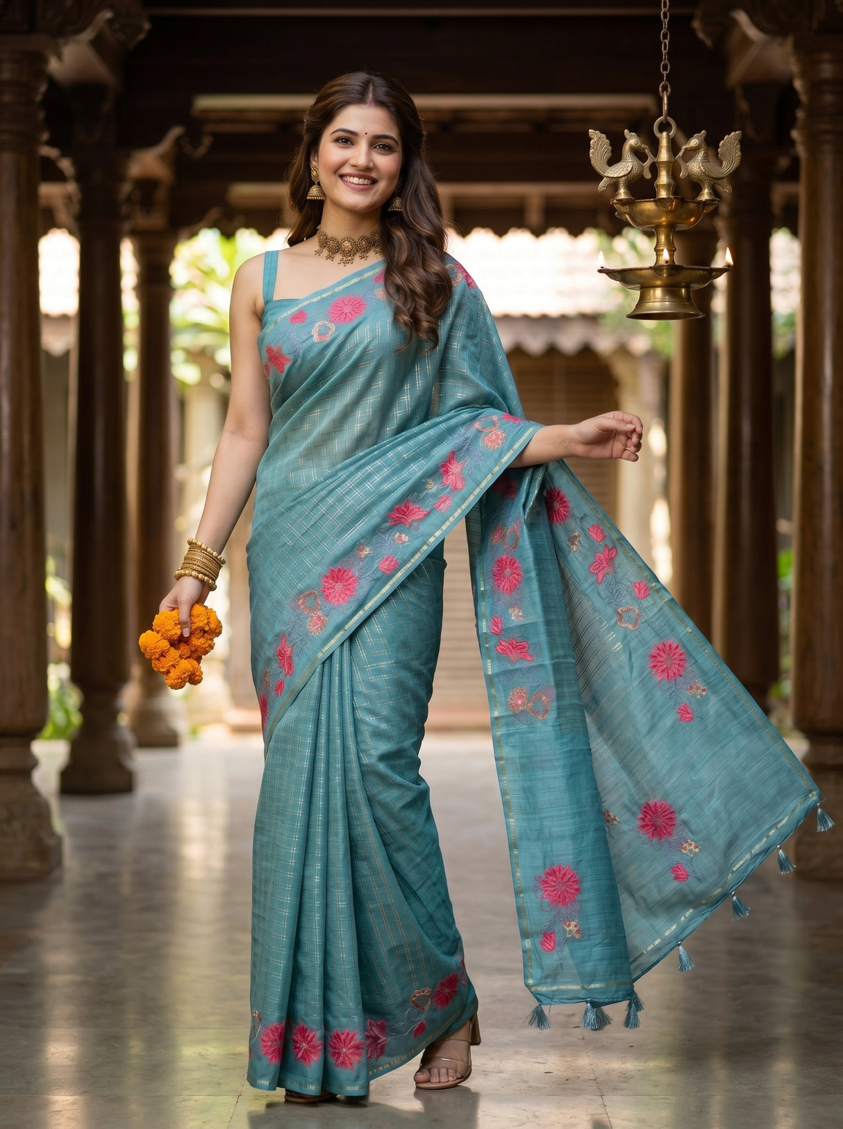 MIMOSA Sapphire Saree Saree — pose 5 styling detail