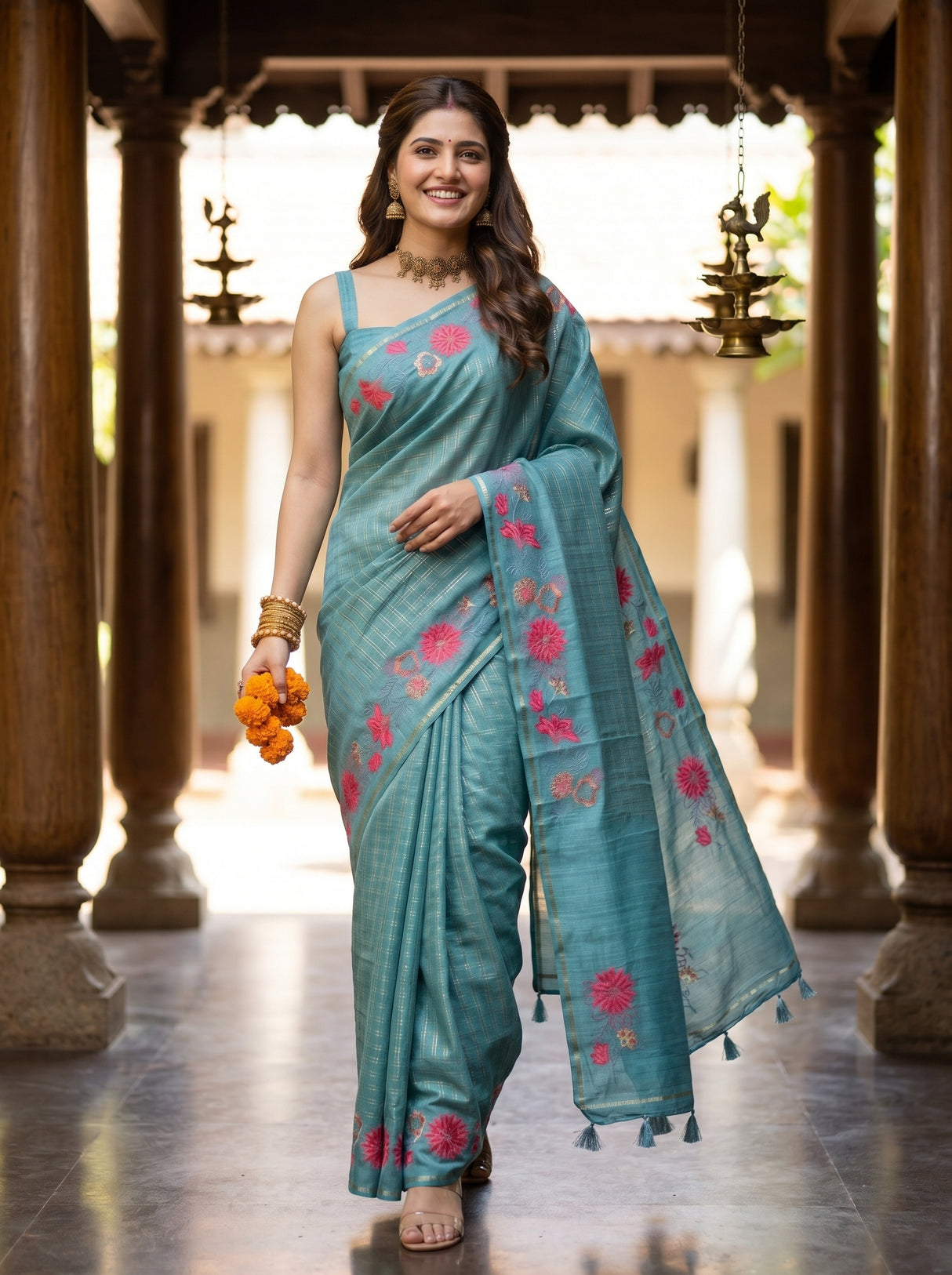 MIMOSA Sapphire Saree Saree — pose 6 styling detail