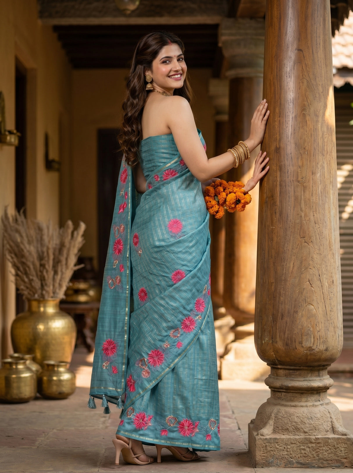 MIMOSA Sapphire Saree Saree — pose 7 styling detail