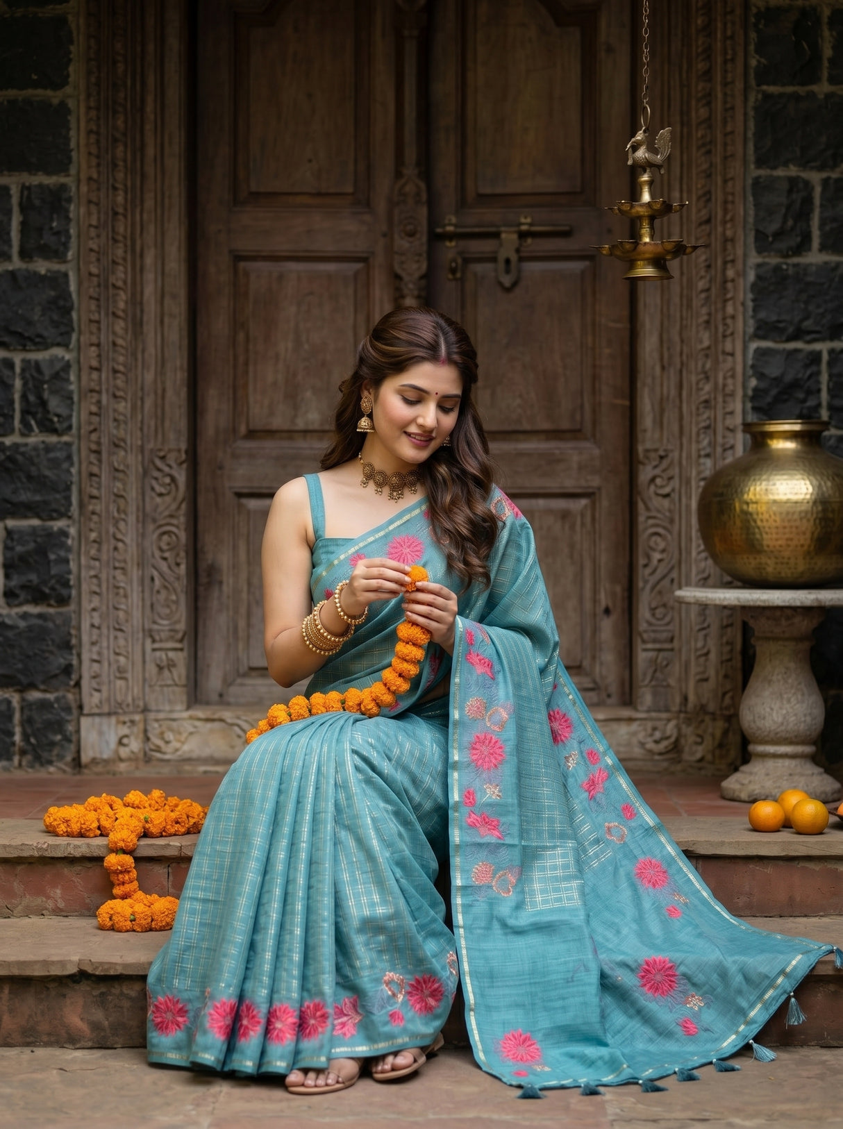 MIMOSA Sapphire Saree Saree — pose 8 styling detail