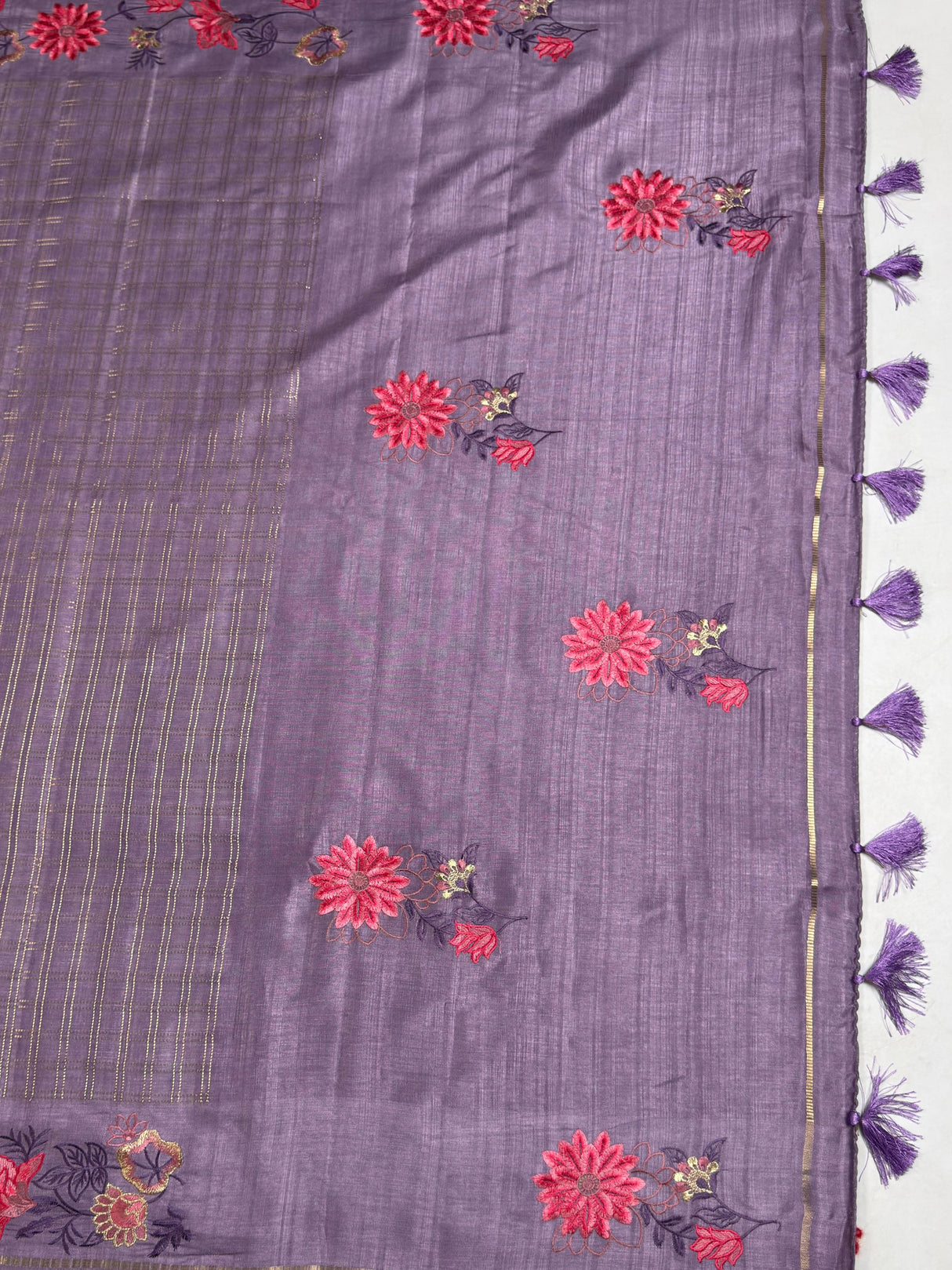MIMOSA Violet Saree Saree — pallu and zari work detail