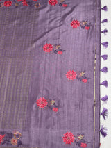 MIMOSA Violet Saree Saree — pallu and zari work detail