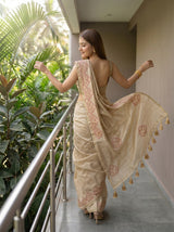 MIMOSA Chiku Saree Saree — pose 3 styling detail