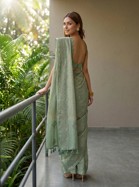 MIMOSA Pista Saree Saree — pose 2 styling detail